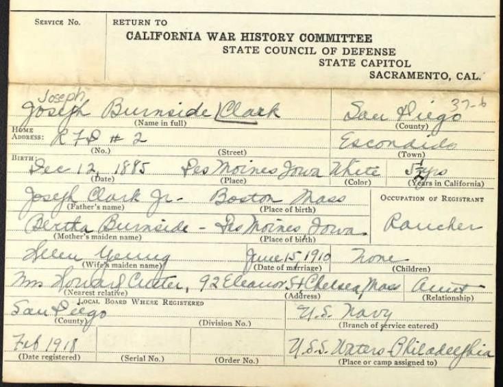 California War History for JB Clark